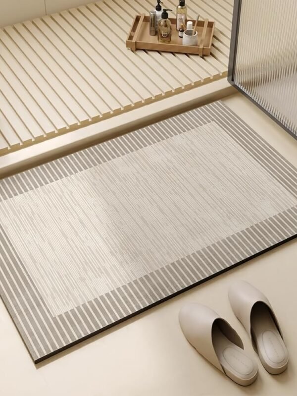 Diatomaceous Earth Bath Mat/Rug - Stain Resistant; Quick-Dry; Non-Slip; Thin; Absorbent; Easy to Clean - Perfect for Bathroom, Kitchen, Pets - 23.6'' x 15.7'' (Striped)