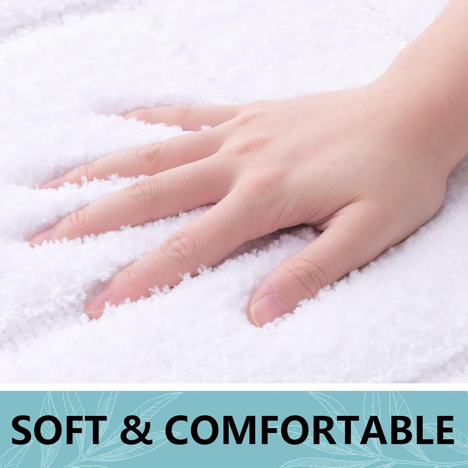 Bathroom Rugs, 30" x 20", Soft and Absorbent Microfiber Bath Rugs, Non-Slip Shaggy Shower Carpet, Machine Wash Dry Bath Mats for Bathroom Floor, Tub and Shower, White - Image 2