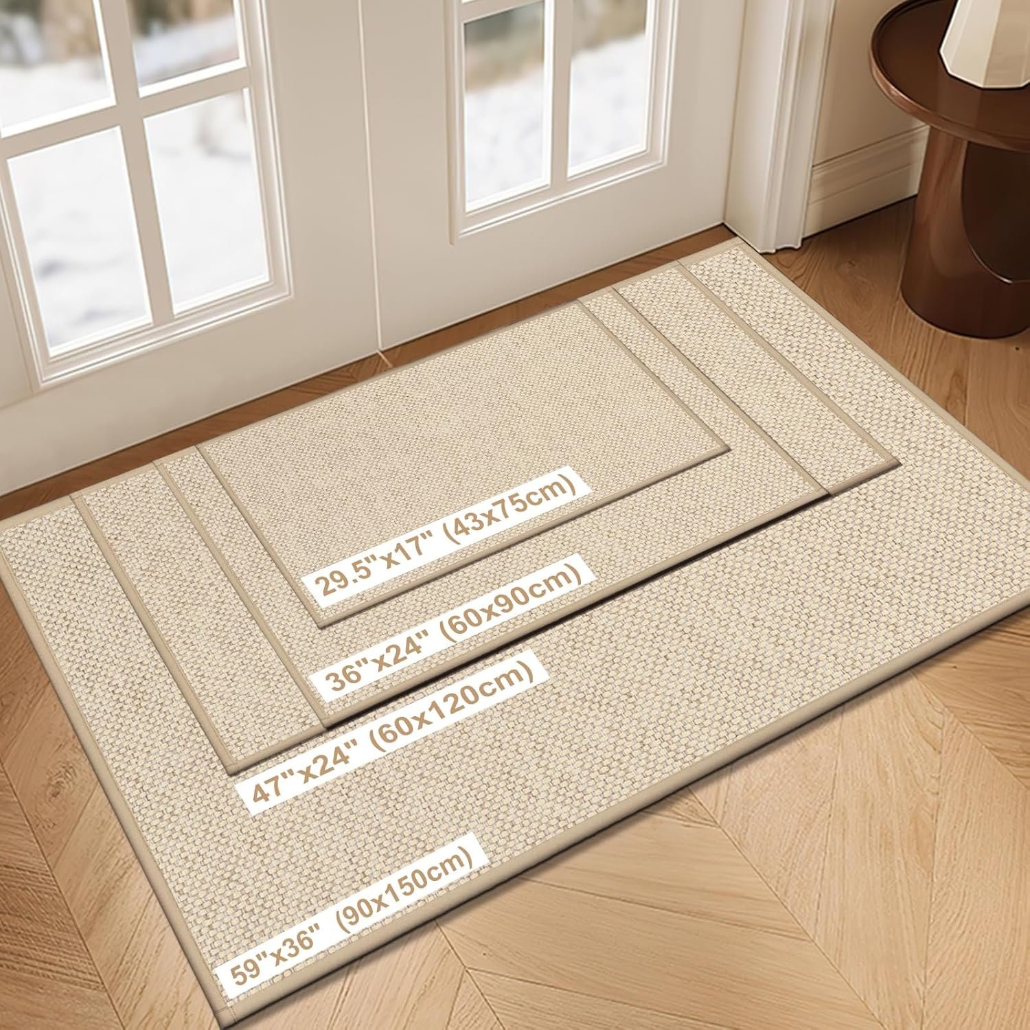 Door Mat 24"x36", Non Slip Door Mat Indoor Entrance, Rubber Backing Front Indoor Door mat Washable Absorbent Low-Profile Entryway Entry Resist Dirt Inside Door Mats, Khaki - Image 2