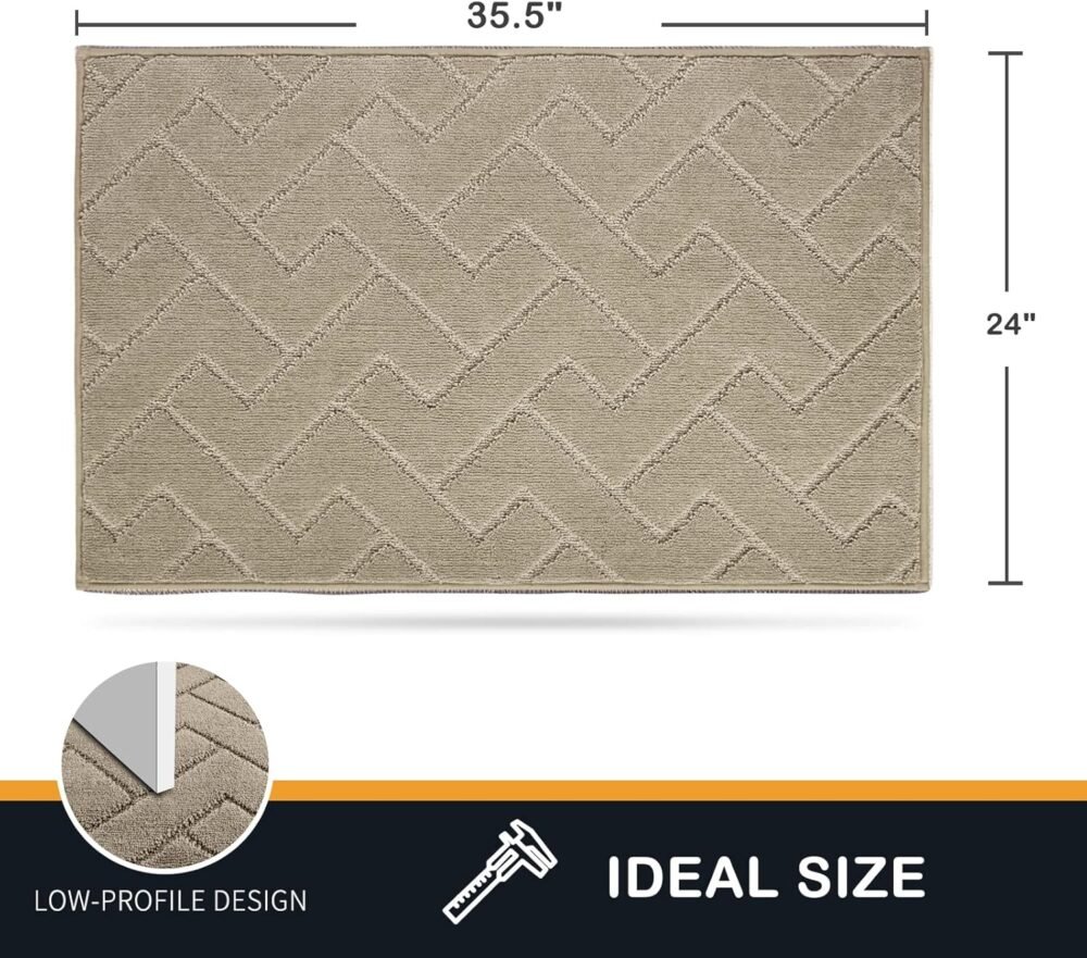 Bathroom Rugs Mat 24" x 35.5", Non-Slip Machine Washable Entry Rug, Shoe Scraper, Dog Floor mats, Super Absorbent Welcome Mat for Front & Back Door, Muddy Wet Shoes & Paws, Taupe - Image 2