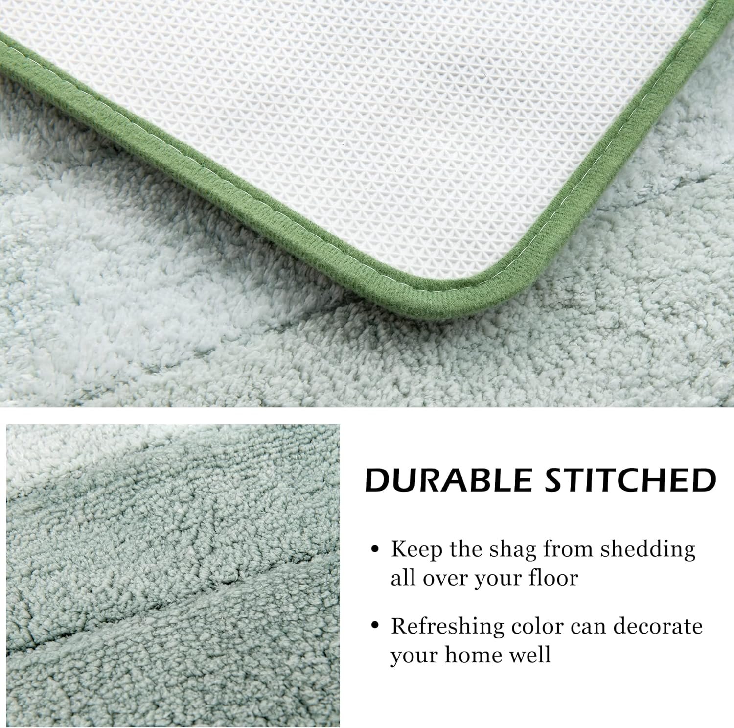 Ombre Bath Mat Bathroom Rugs, Non Slip Ultra Soft and Water Absorbent Bath Carpet, Machine Washable Quick Dry Bedroom Living Room Bathroom Rugs Mat (Green, 20" x 32") - Image 2